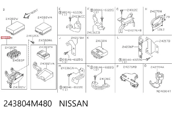 Bloque de relés 243804M480 Nissan/Infiniti