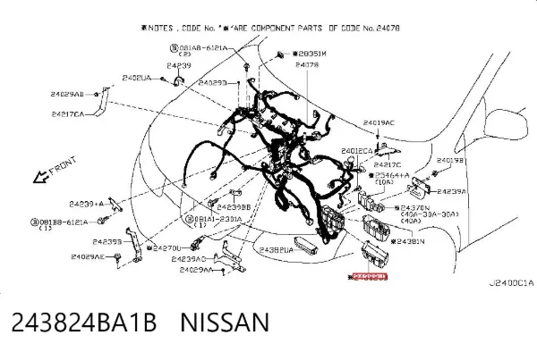 Tapa de la caja de fusibles 243824BA1B Nissan/Infiniti