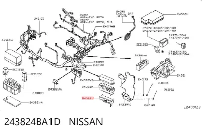 Tapa de la caja de fusibles NISSAN 243824BA1D