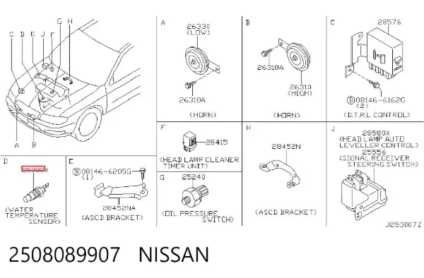 Sensor de temperatura 2508089907 Nissan/Infiniti
