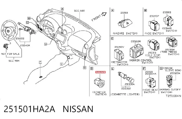 Botón de arranque del motor 251501HA2A Nissan/Infiniti