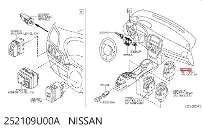 Interruptor de cierre centralizado NISSAN 252109U00A