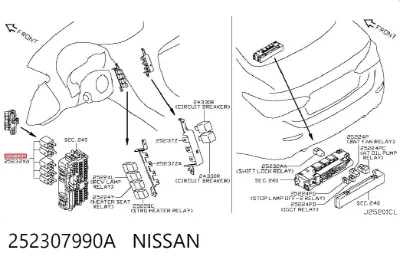 Relé de faro antiniebla NISSAN 252307990A