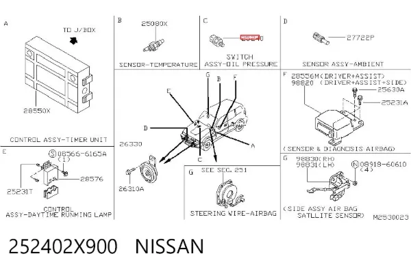 Sensor de presión de aceite 252402X900 Nissan/Infiniti