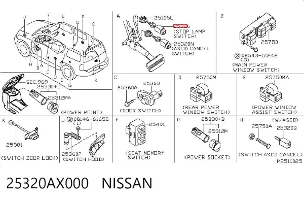 Interruptor de luz de freno 25320AX000 Nissan/Infiniti
