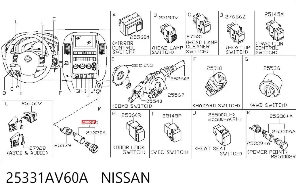 Mechero de coche 25331AV60A Nissan/Infiniti