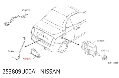 Botón de accionamiento del cierre de la tapa del maletero (puerta trasera 3/5) NISSAN 253809U00A