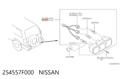 Piloto trasero izquierdo de parachoques NISSAN 254557F000