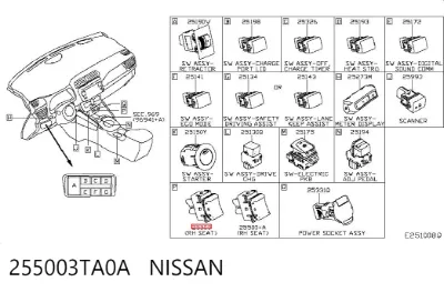 Botón de encendido de calefacción del asiento NISSAN 255003TA0A
