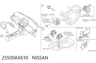 Botón de encendido de calefacción del asiento NISSAN 25500AX610