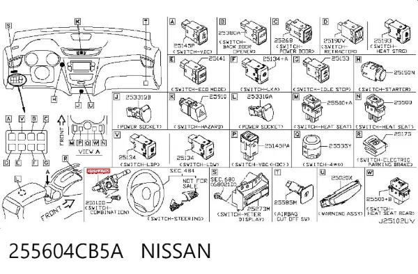 Conmutador columna dirección 255604CB5A Nissan/Infiniti