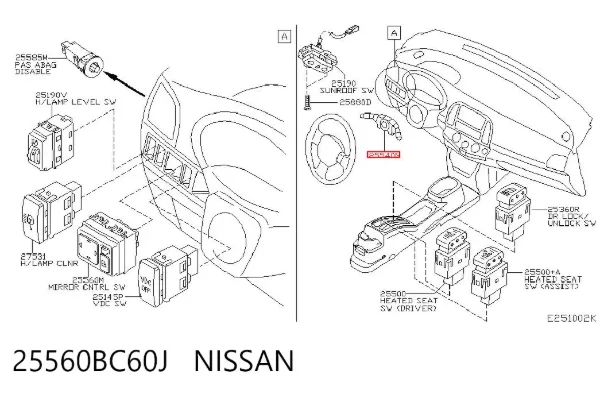 Conmutador columna dirección Nissan Micra K12