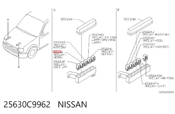 Relé de bocina 25630C9962 Nissan/Infiniti