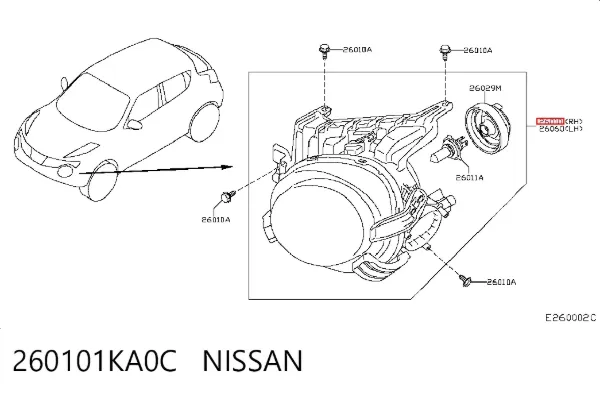 Faro derecho 260101KA0C Nissan/Infiniti