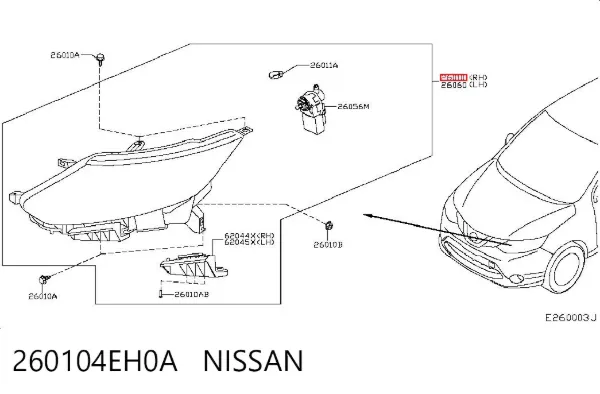 Faro derecho 260104EH0A Nissan/Infiniti