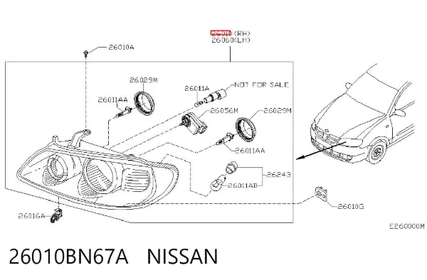 Faro derecho 26010BN67A Nissan/Infiniti