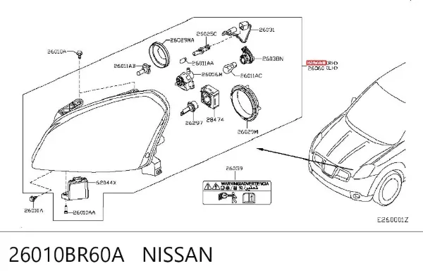 Faro derecho 26010BR60A Nissan/Infiniti