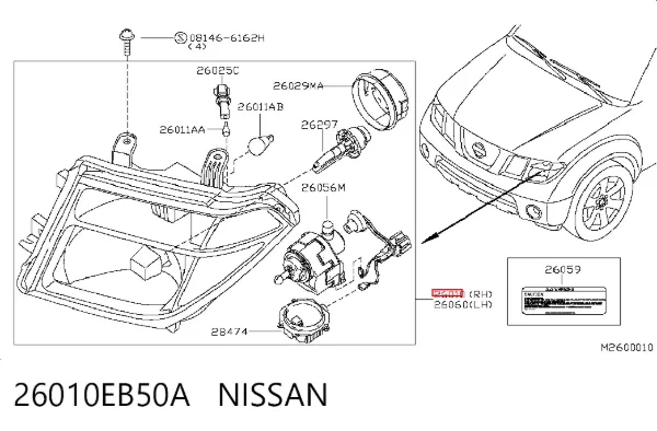 Faro derecho 26010EB50A Nissan/Infiniti