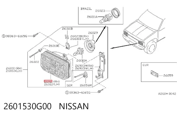 Faro derecho 2601530G00 Nissan/Infiniti