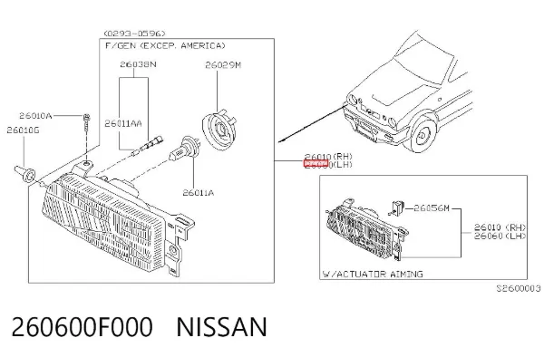 Faro izquierdo 260600F000 Nissan/Infiniti