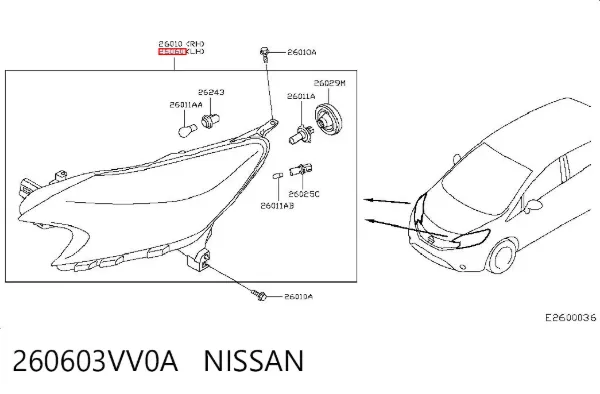 Faro izquierdo 260603VV0A Nissan/Infiniti