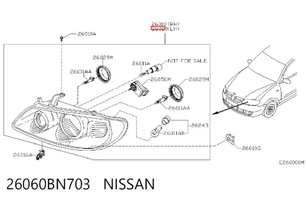 Faro izquierdo 26060BN703 Nissan/Infiniti