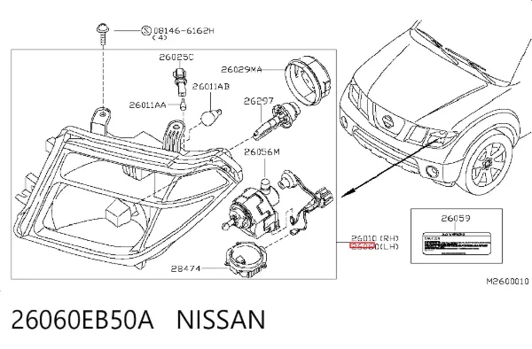 Faro izquierdo 26060EB50A Nissan/Infiniti