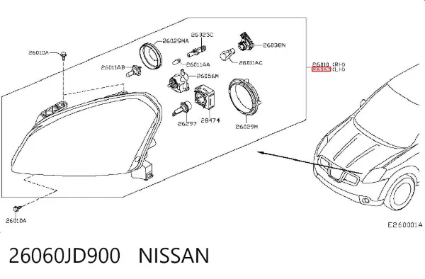 Faro izquierdo 26060JD900 Nissan/Infiniti