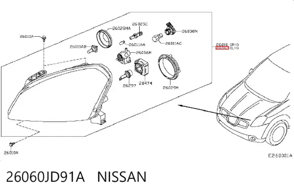 Faro izquierdo 26060JD91A Nissan/Infiniti