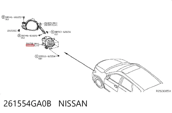 Luz antiniebla izquierdo 261554GA0B Nissan/Infiniti