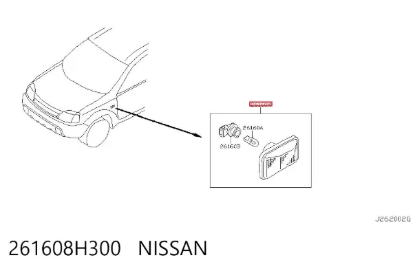 Luz intermitente de guardabarros 261608H300 Nissan/Infiniti