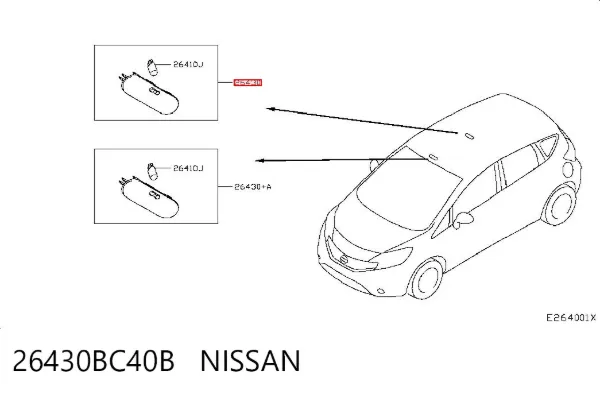 Luz de techo interior (cabina) 26430BC40B Nissan/Infiniti
