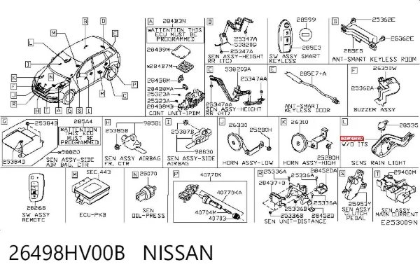 Cubierta del sensor de lluvia 26498HV00B Nissan/Infiniti