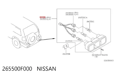 Luz trasera de parachoques derecha NISSAN 265500F000