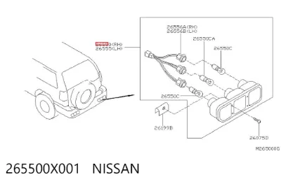 Luz trasera de parachoques derecha NISSAN 265500X001