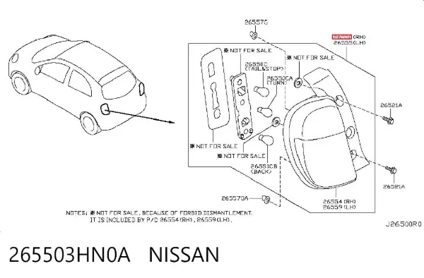 Piloto trasero derecho 265503HN0A Nissan/Infiniti