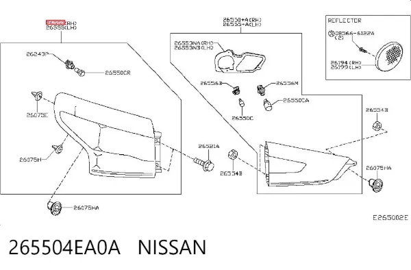 Piloto trasero exterior derecho 265504EA0A Nissan/Infiniti