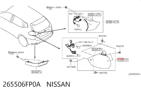 Piloto trasero exterior derecho 265506FP0A Nissan/Infiniti