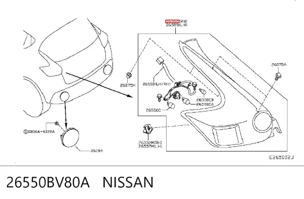 Piloto trasero derecho 26550BV80A Nissan/Infiniti