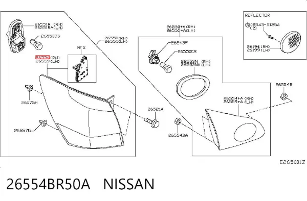 Piloto trasero derecho 26554BR50A Nissan/Infiniti
