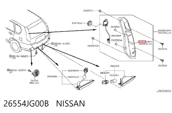 Piloto trasero derecho 26554JG00B Nissan/Infiniti