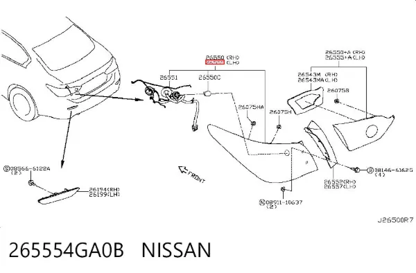 Piloto trasero izquierdo 265554GA0B Nissan/Infiniti