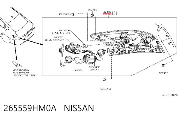 Piloto trasero izquierdo 265559HM0A Nissan/Infiniti