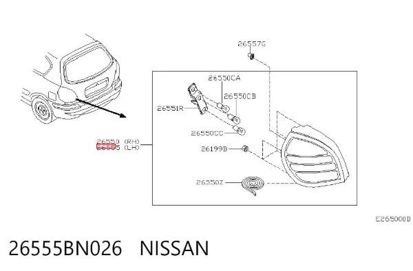 Piloto trasero izquierdo 26555BN026 Nissan/Infiniti