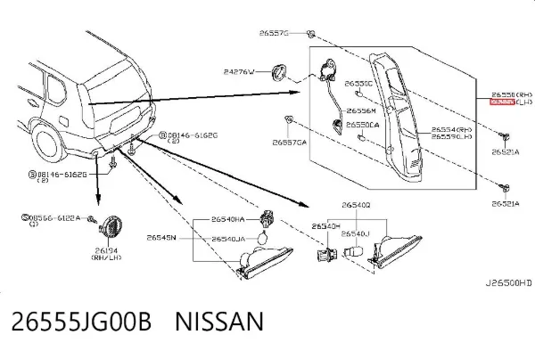 Piloto trasero izquierdo 26555JG00B Nissan/Infiniti