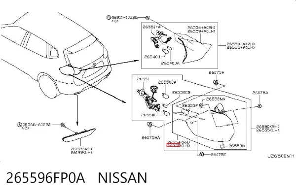 Piloto trasero exterior izquierdo 265596FP0A Nissan/Infiniti