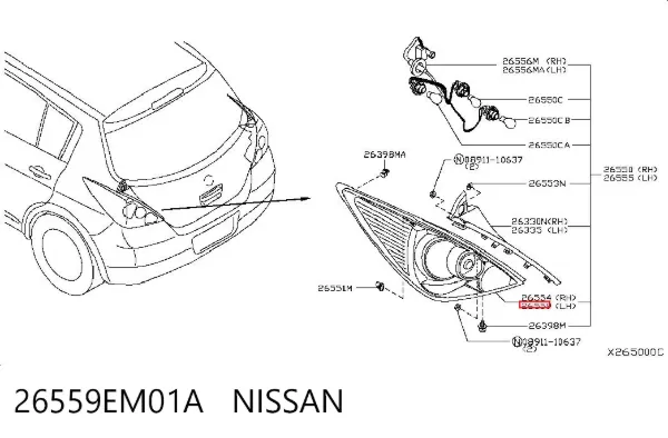 Piloto trasero izquierdo 26559EM01A Nissan/Infiniti