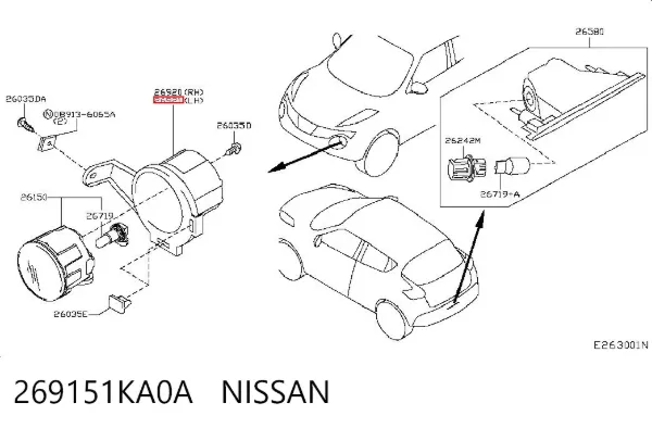 Soporte de fijación de faro antiniebla izquierdo 269151KA0A Nissan/Infiniti