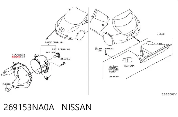 Soporte de fijación de faro antiniebla izquierdo 269153NA0A Nissan/Infiniti