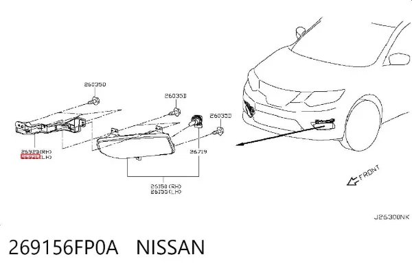 Soporte de fijación de faro antiniebla izquierdo 269156FP0A Nissan/Infiniti